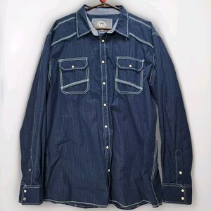 BKE Buckle Shirt Mens 2XL Blue Plaid Snap Button Athletic Fit Western Casual